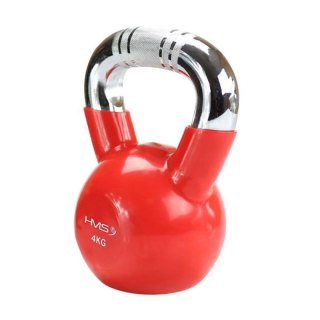 Kettlebell żeliwny uchwyt chrom radełkowany HMS KTC06 RED