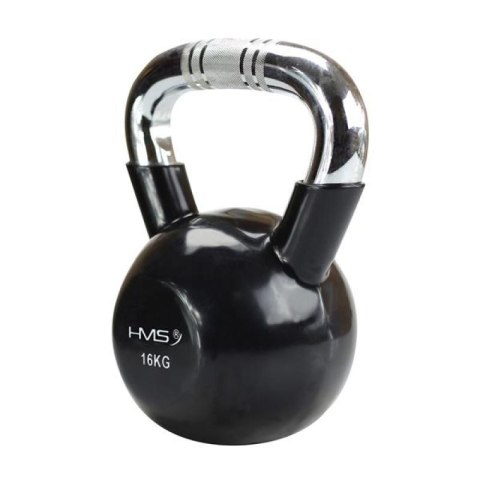 Kettlebell żeliwny uchwyt chrom radełkowany HMS KTC12 BLACK