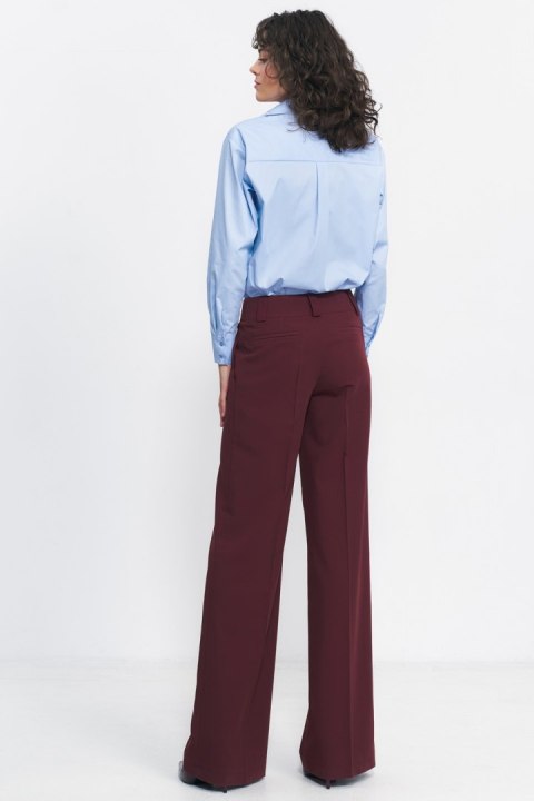 Bordowe spodnie typu wide leg SD81 Bordo - Nife