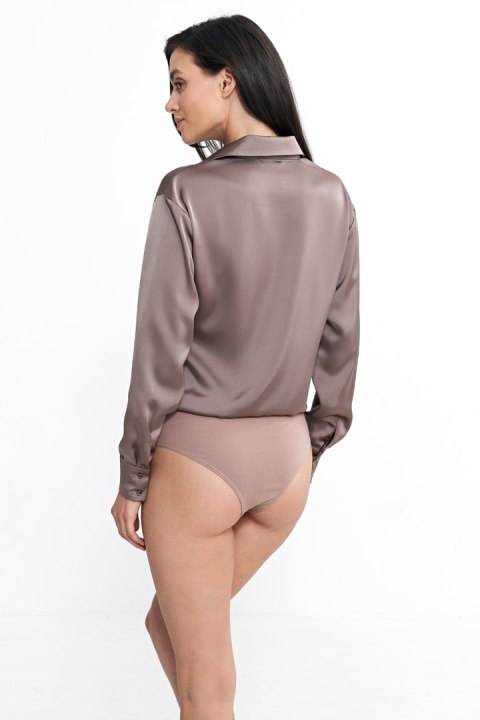 Satynowa koszula body K80 Mocca - Nife