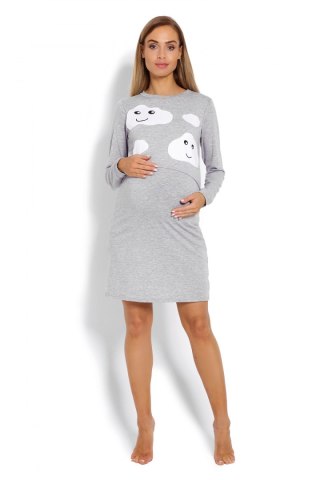 Koszulka nocna Koszula Nocna Ciążowa Model 1682 Grey - PeeKaBoo