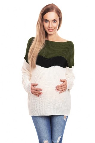 Sweter Ciążowy Model 40023 Khaki - PeeKaBoo