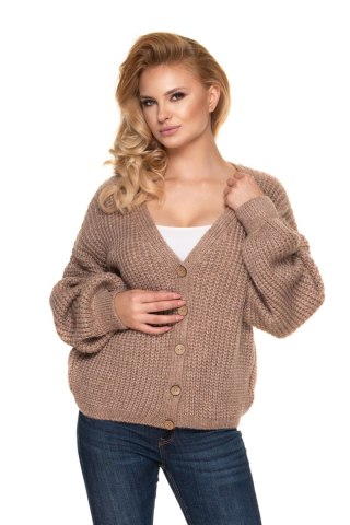 Sweter Kardigan Model 30077 Cappuccino - PeeKaBoo