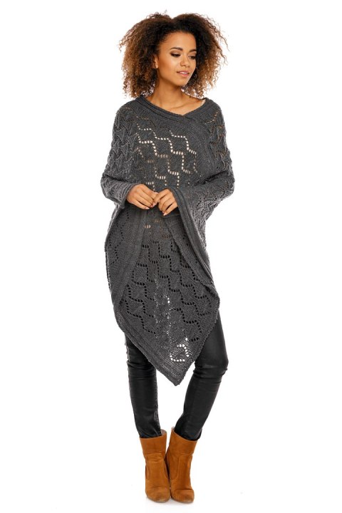 Sweter Poncho model 30012 Graphit - PeeKaBoo