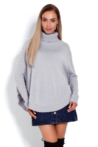 Sweter Ponczo Model 70009 Grey - PeeKaBoo