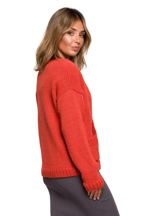 Sweter Kardigan Model BK074 Orange - BE Knit