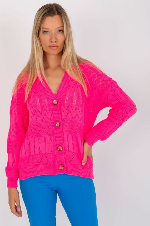 Sweter Damski Model LC-SW-8022.04P Fluo Pink - Rue Paris