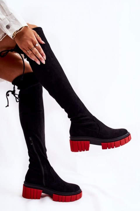 Kozaki Model Cheera UK105P Black/Red Zamsz - Step in style