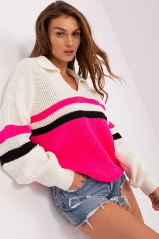 Sweter Damski Model BA-SW-8054.91P Ecru/Fluo Pink - Badu