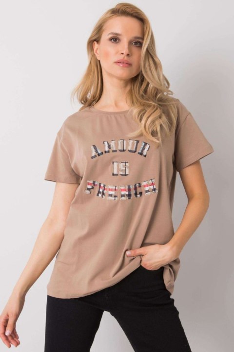 T-shirt Damski Model FA-TS-6892.88 Dark Beige - Fancy